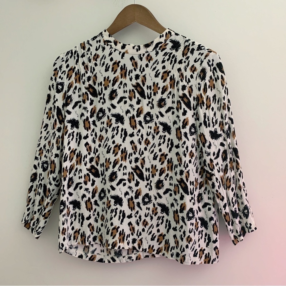 & Other Stories Leopard Print Button Back Top Sz 6